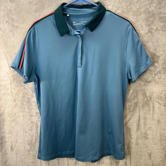 Under Armour Tops - Under Armour Women XL Blue Fitted Polo Short Sleeve Golfcore Activewear Techwear